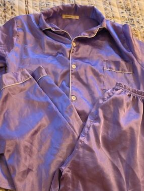 Silky Purple Kids Pajama Set with Contrast Piping